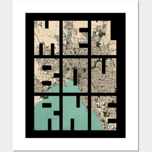 Melbourne, Australia City Map Typography - Vintage Posters and Art